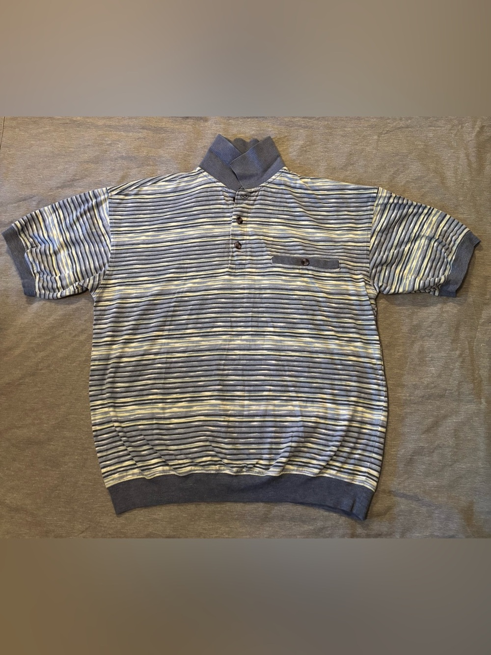 David Taylor Men's Striped Polo Shirt - Blue, Gray & Yellow